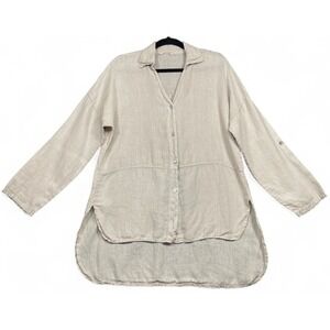 Meo Meli Italy Linen Top Beige Tan One Size